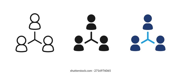 Ícone de hierarquia de pessoas com valores de usuário conectados. Símbolo de estrutura organizacional e gerenciamento de equipe para funções de negócios, liderança, fluxo de trabalho, processos corporativos e gráficos da empresa.