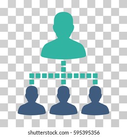 People Hierarchy icon. Vector illustration style is flat iconic bicolor symbol, cobalt and cyan colors, transparent background. Designed for web and software interfaces.