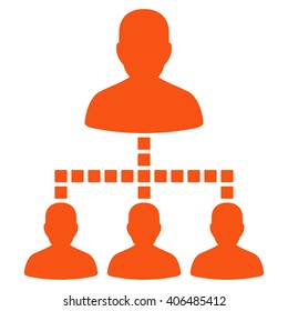 People Hierarchy vector toolbar icon. Style is flat icon symbol, orange color, white background, square dots.