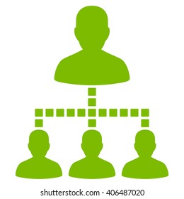 People Hierarchy vector toolbar icon. Style is flat icon symbol, eco green color, white background, square dots.