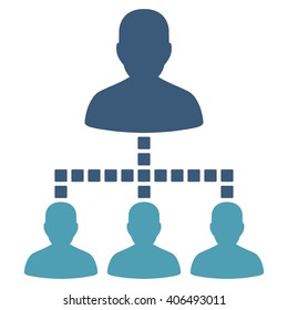 People Hierarchy vector toolbar icon. Style is bicolor flat icon symbol, cyan and blue colors, white background, square dots.