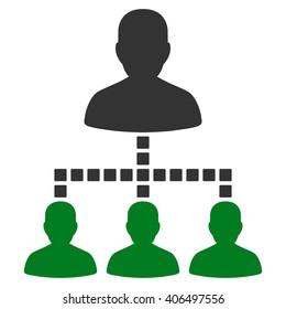 People Hierarchy vector toolbar icon. Style is bicolor flat icon symbol, green and gray colors, white background, square dots.