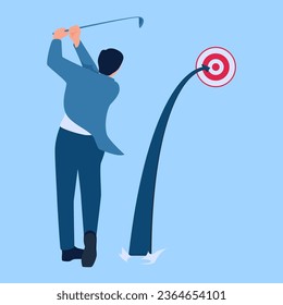people hit arrows like golf towards the target, metaphor of hitting the target