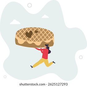 Pessoas hobbies e atividades favoritas.mulher fez um grande bolo .conceito de cozinha. vida de caráter .
