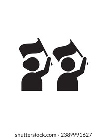 Die Leute halten Flagsymbol, Vektorsymbol am besten flach.