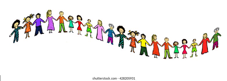 People hold hands. Vector