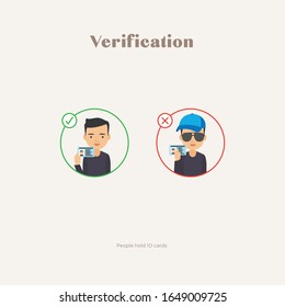 People Hold ID Cards. Account Verification Vector Illustration