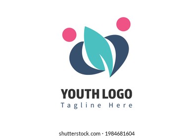 people hold leaf Logo Template for Scholarships Foundation, Young Community, Youth Center, Study Activity,