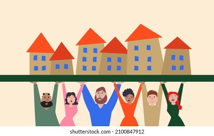 People hold their houses in their hands