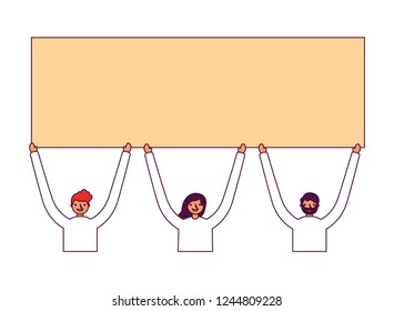 people holding banners