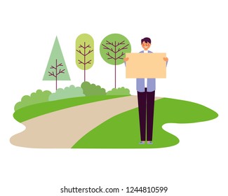 People Holding Banners Stock Vector (Royalty Free) 1244810599 ...