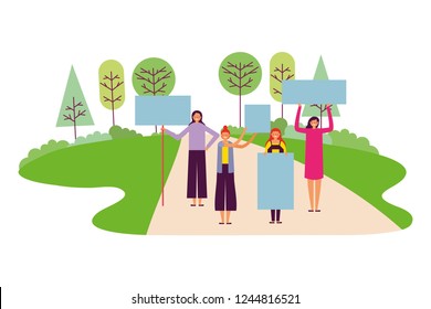people holding banners