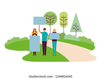 people holding banners