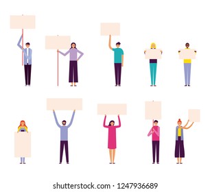 People Holding Banners Stock Vector (Royalty Free) 1247936689 ...