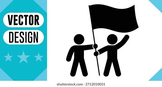People holding black flag protest