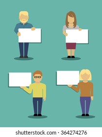 People holding blank paper, vector