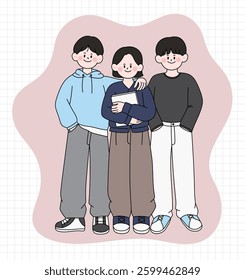 people holding books with arms around their shoulders