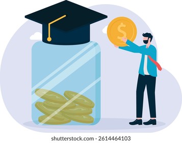 people holding coins standing next to graduation caps filled with money metaphor of the high cost of education

