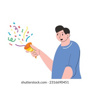 people holding confetti popper. Party Icon vector illustration