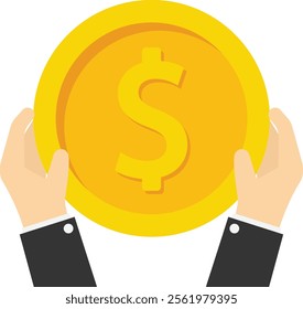 People holding dollar sign, Vector illustration design concept in flat style

