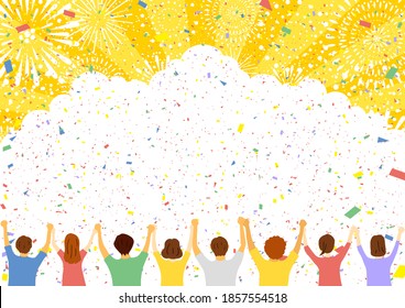 people holding each other's hands
fireworks in the sky
hand in hand