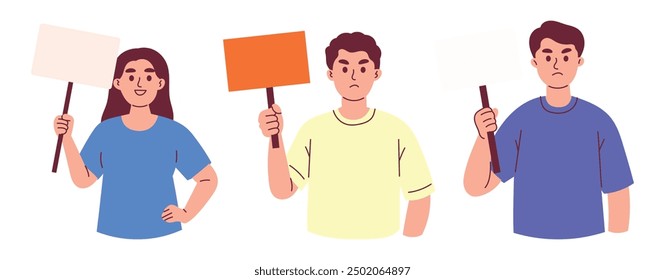 People Holding Empty Blank Banner Sign