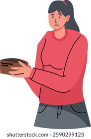 People Holding Empty Wallet Character. Vector Illustration with Flat Cartoon Style.