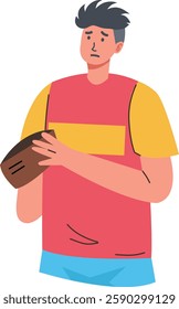 People Holding Empty Wallet Character. Vector Illustration with Flat Cartoon Style.