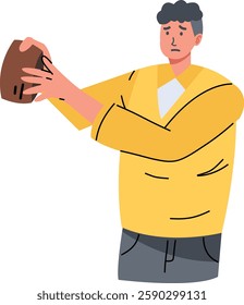 People Holding Empty Wallet Character. Vector Illustration with Flat Cartoon Style.