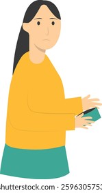 People Holding Empty Wallet Illustration in Cartoon Design. Financial Problem. Vector Character.