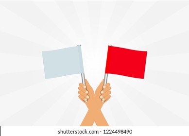 people holding the flag in their hands vector 