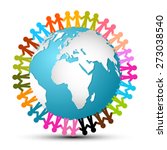 People Holding Hands Around Globe - Earth Vector
