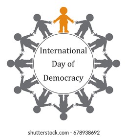 people holding hands in a circle with the text " international day of democracy "