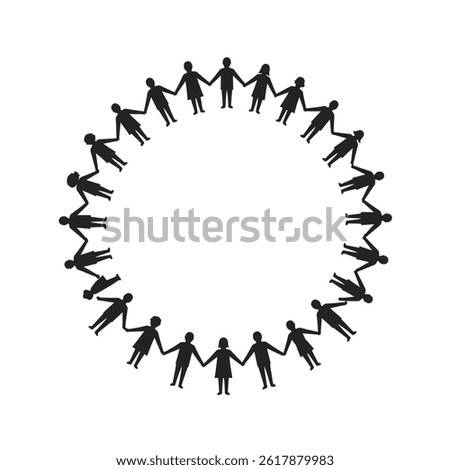People Holding Hands In Circle Unity And Teamwork Symbol Illustration