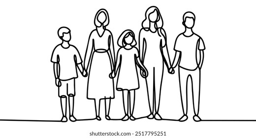 People holding hands Continuous one line drawing