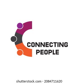 People holding hands, forming a raibow circle abstract symbol of connected people who hold a circle to express friendship love and harmony we are a unique world, logo letter c logo connectant  vector 