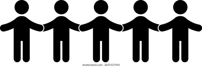 People Holding Hands Isolated Vector Silhouette