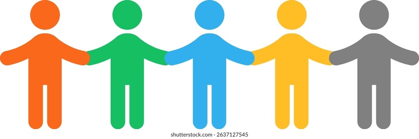 People Holding Hands Isolated Vector Illustration