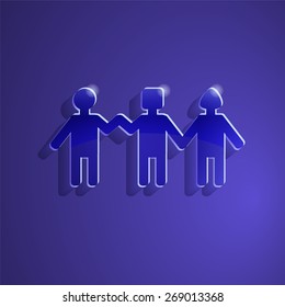 people holding hands.glass icon. group of people. stock vector