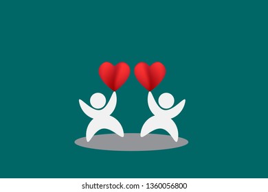 People are holding the hearts, Vector.
