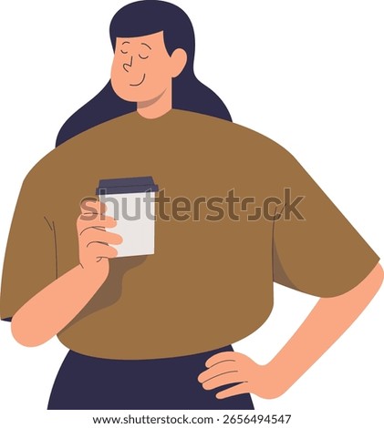 People Holding Hot Drink. Vector Illustration in Cartoon Design.