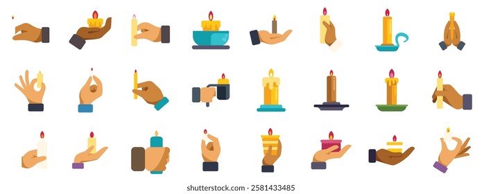 People holding, lighting, and extinguishing candles in different ways, symbolizing remembrance, celebration, or spiritual practices