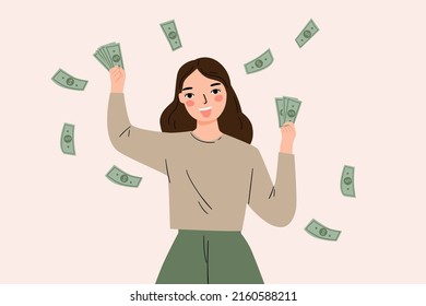 People Holding A Lot Of Money Cartoon Illustration