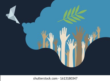 
People holding out their hands for the hope of peace.