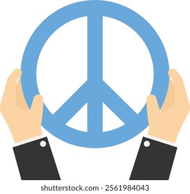 People holding peace symbols, Vector illustration design concept in flat style

