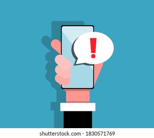 People holding the phone with notification on the screen. Vector Design Illustration. Symbol and Icon Vector Template. 