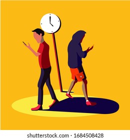 people holding phone while relaxing vector illustration