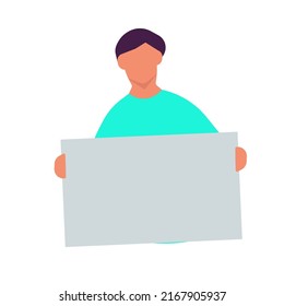 People holding placard vector illustration. Demonstration protest standing character activist with board. Meeting message protester blank and political advertising picket. Announcement human campaign