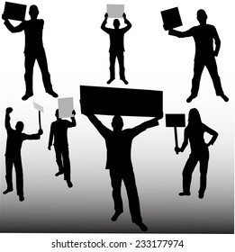 People Holding Sign - Vector