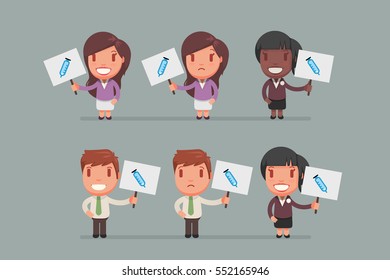 people holding signs vector illustration